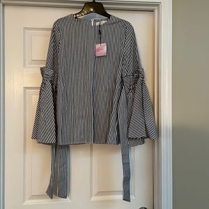 NWT Chickwish blue and white striped top
